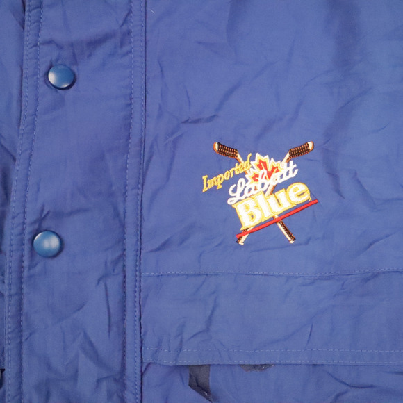 Vintage Imported Labatt Blue Hockey Small Blue Long Sleeve Zip Snap Jacket - Picture 6 of 16
